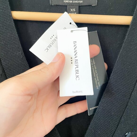 NWT Banana Republic The Forever Sweater Cardigan Black, Size XS - Picture 7 of 10
